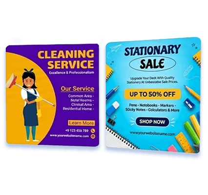 Cleaning Service and Stationery Sale Advertisements