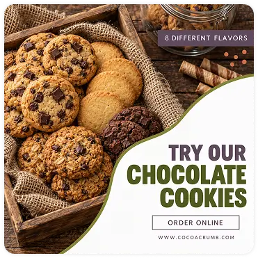 Assorted chocolate cookies wooden crate