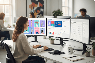 Digital Design Workflow on Multi Monitor Setup