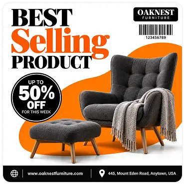 Modern armchair with ottoman Oaknest
