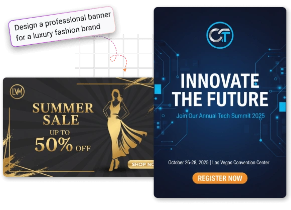 Luxury fashion and technology banners