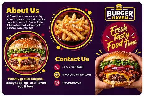 Burger Haven fresh tasty food menu brochure