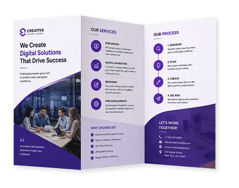 Creative digital agency services z-fold brochure