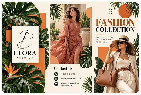 Elora fashion collection apparel trifold brochure