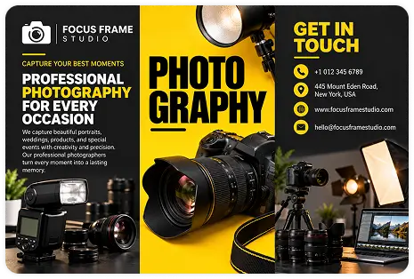 Focus Frame Studio professional photography services brochure