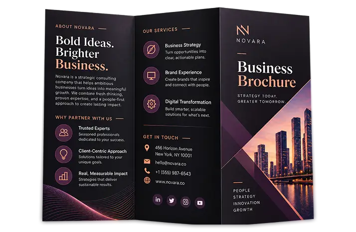 Novara business strategy consulting trifold brochure