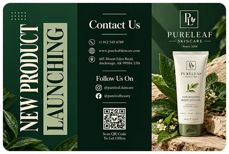 PureLeaf skincare product launch body lotion brochure