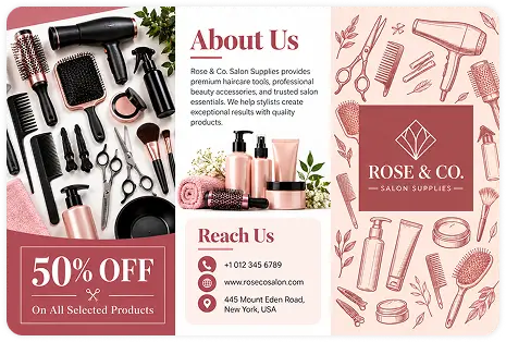 Rose and Co salon supplies haircare accessories brochure