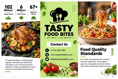 Tasty Food Bites restaurant menu brochure