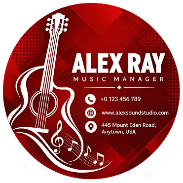 Alex Ray music manager round card