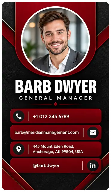 Barb Dwyer general manager business card