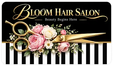 Bloom Hair Salon scissors business card