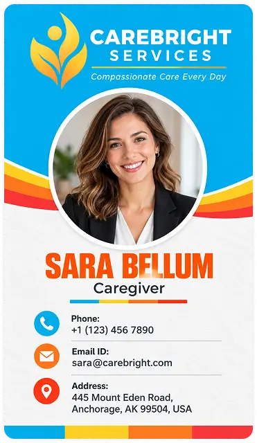 Carebright caregiver business card