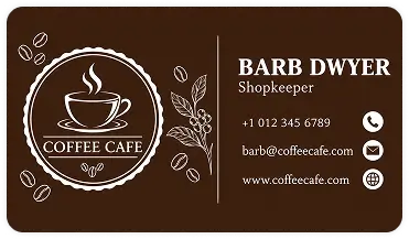 Coffee cafe shopkeeper business card