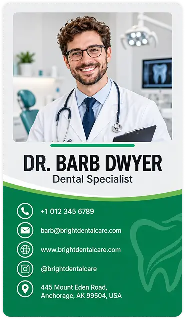 Dental specialist portrait business card