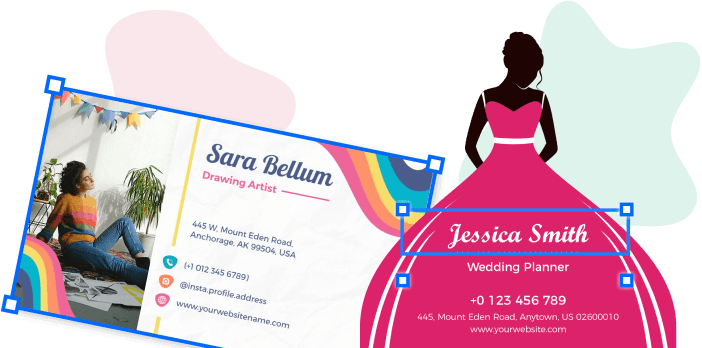 elegant mob pink gown business card