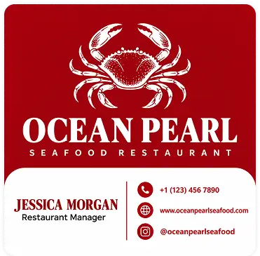 Ocean Pearl seafood business card