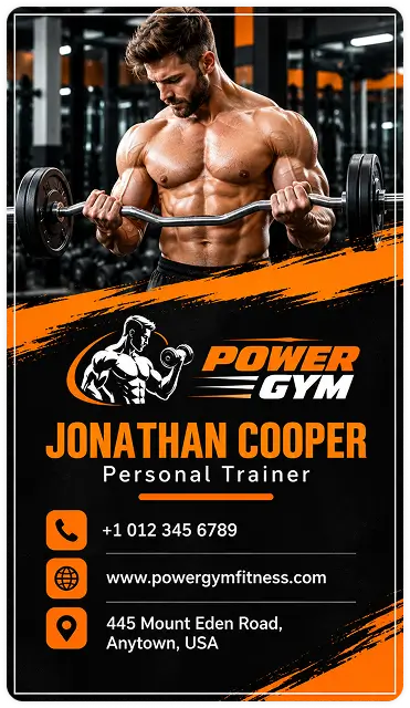 Power Gym personal trainer business card