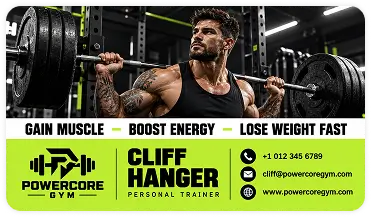 Powercore gym trainer business card