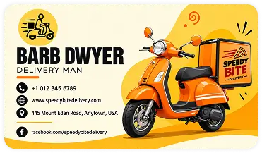 Speedy Bite delivery scooter business card