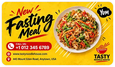 Tasty noodle house meal business card