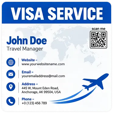 Visa service travel manager business card