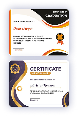Graduation and employee award certificates