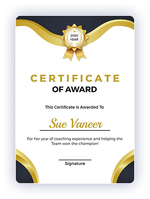 Elegant gold certificate of award