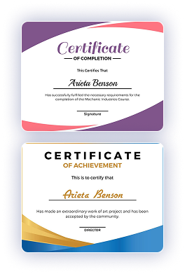 Employee recognition and achievement certificates