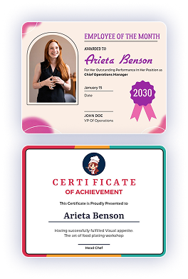 Colorful recognition certificate designs