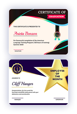 Graduation and workshop certificate designs