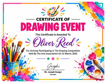 Certificate of Drawing Event in for Oliver Reed