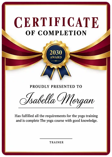 Certificate of Completion in for Isabella Morgan