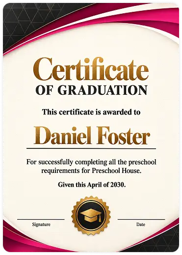 Certificate of Graduation in for Daniel Foster