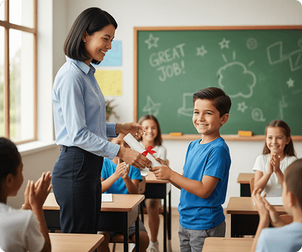 Teacher Rewarding Student for Great Work