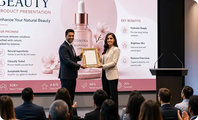 Product presentation certificate award