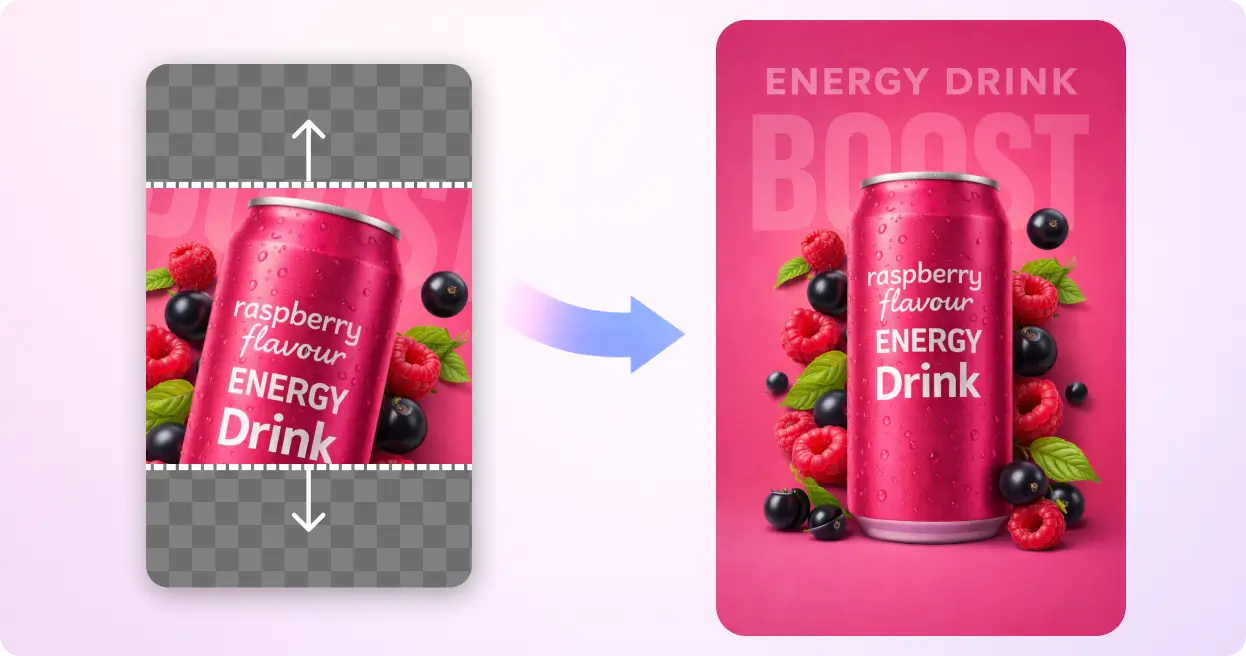Raspberry energy drink outpainting