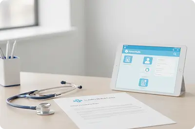 medical-desk-stethoscope-tablet-letterhead