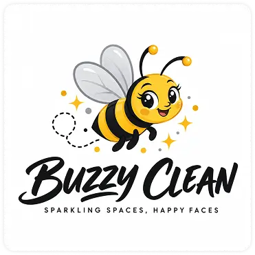 Buzzy Clean bee cleaning service logo