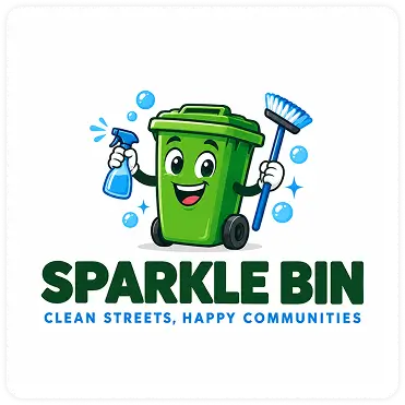 Sparkle Bin trash cleaning service mascot logo