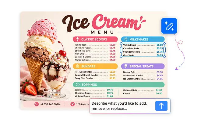 ice-cream-menu-scoops-sundaes-milkshakes-poster