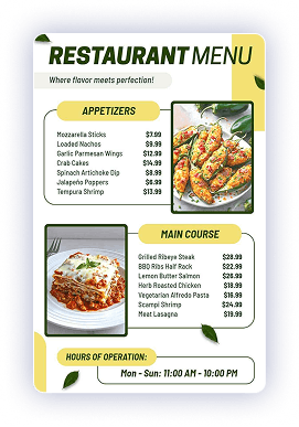 Modern restaurant food menu design