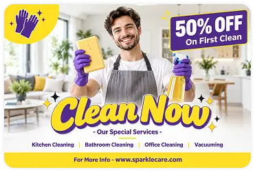 clean-now-special-services-cleaning-promo-poster
