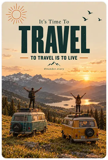 its-time-to-travel-adventure-sunset-poster