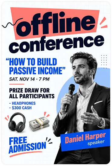offline-conference-passive-income-speaker-daniel-harper-poster