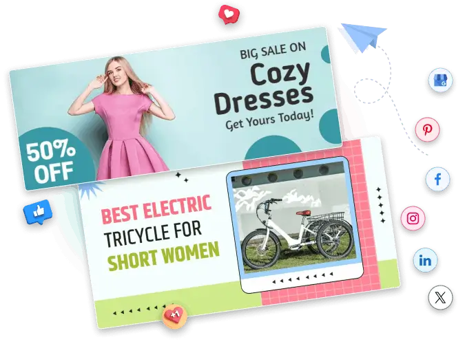 cozy-dresses-sale-and-electric-tricycle-promo-banners