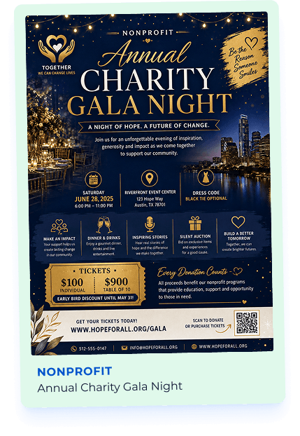 Annual Charity Gala Night flyer example