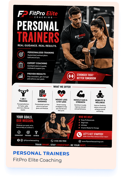 FitPro Elite personal trainers flyer example