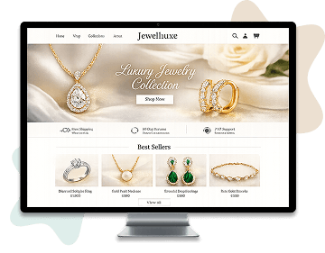 Product page on desktop monitor