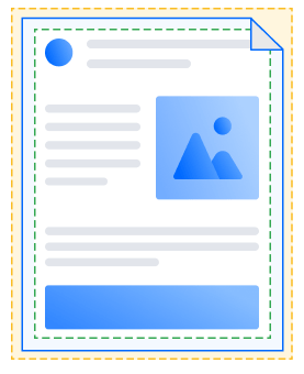 Default flyer preview showing bleed, trim, and safe areas layout